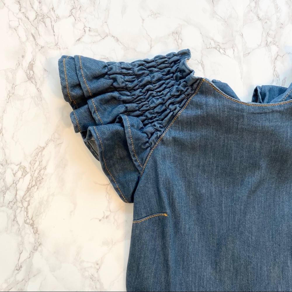 Red Valentino Ruffle Sleeve Denim Dress Size 4 - Picture 5 of 12